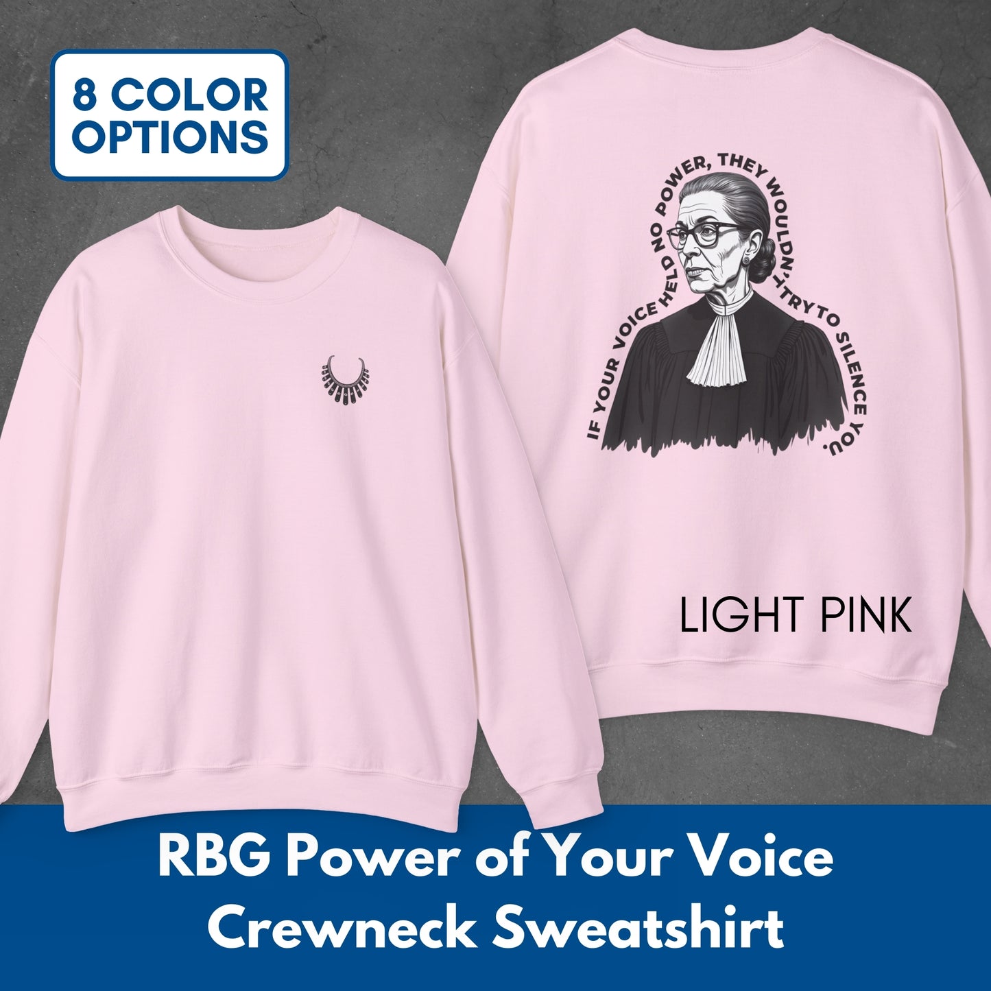 Ruth Bader Ginsburg Portrait Sweatshirt | Power of Your Voice RBG Crewneck Pullover