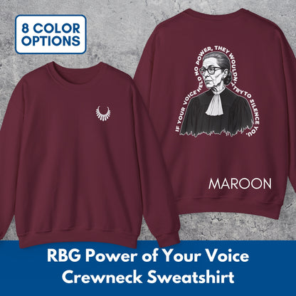 Ruth Bader Ginsburg Portrait Sweatshirt | Power of Your Voice RBG Crewneck Pullover