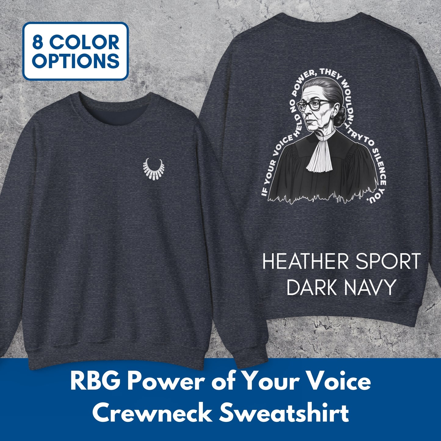 Ruth Bader Ginsburg Portrait Sweatshirt | Power of Your Voice RBG Crewneck Pullover