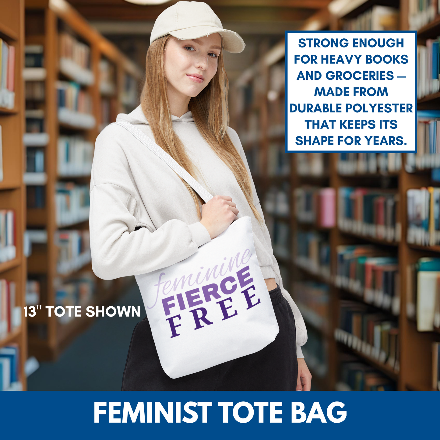 Feminine Fierce Free Tote Bag | Female Empowerment Bag, Feminist Gift