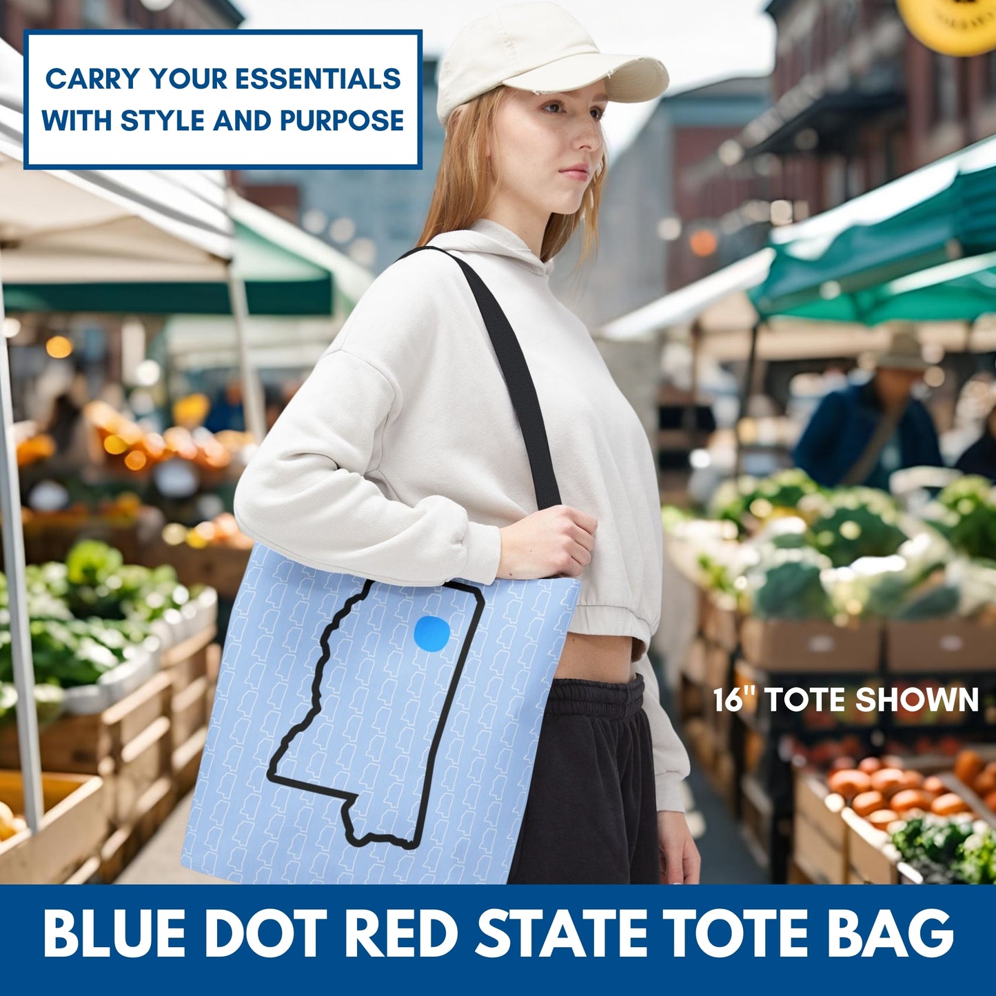 Blue Dot Red State Personalized Tote | Custom Zip Code Democratic Reusable Bag