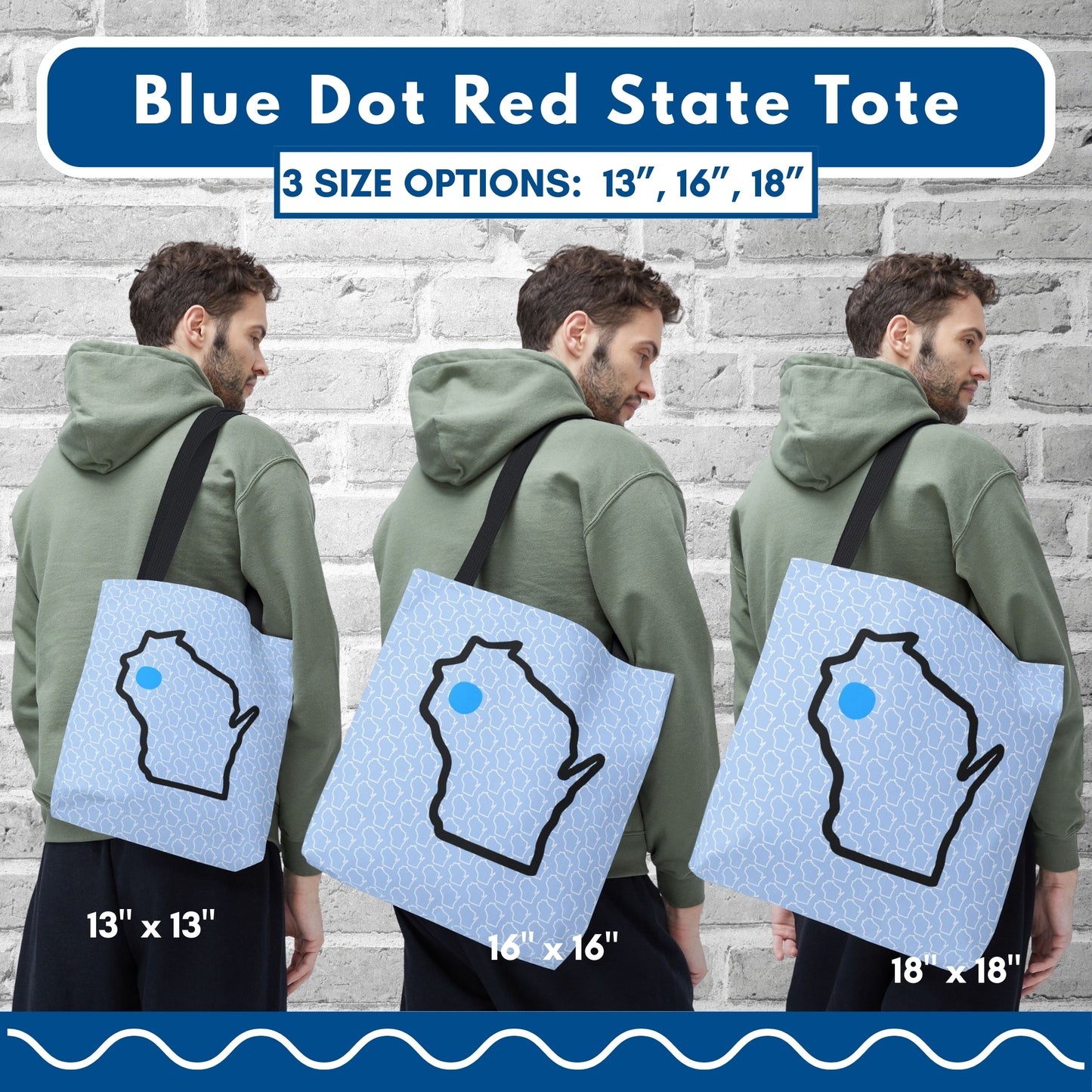 Blue Dot Red State Personalized Tote | Custom Zip Code Democratic Reusable Bag
