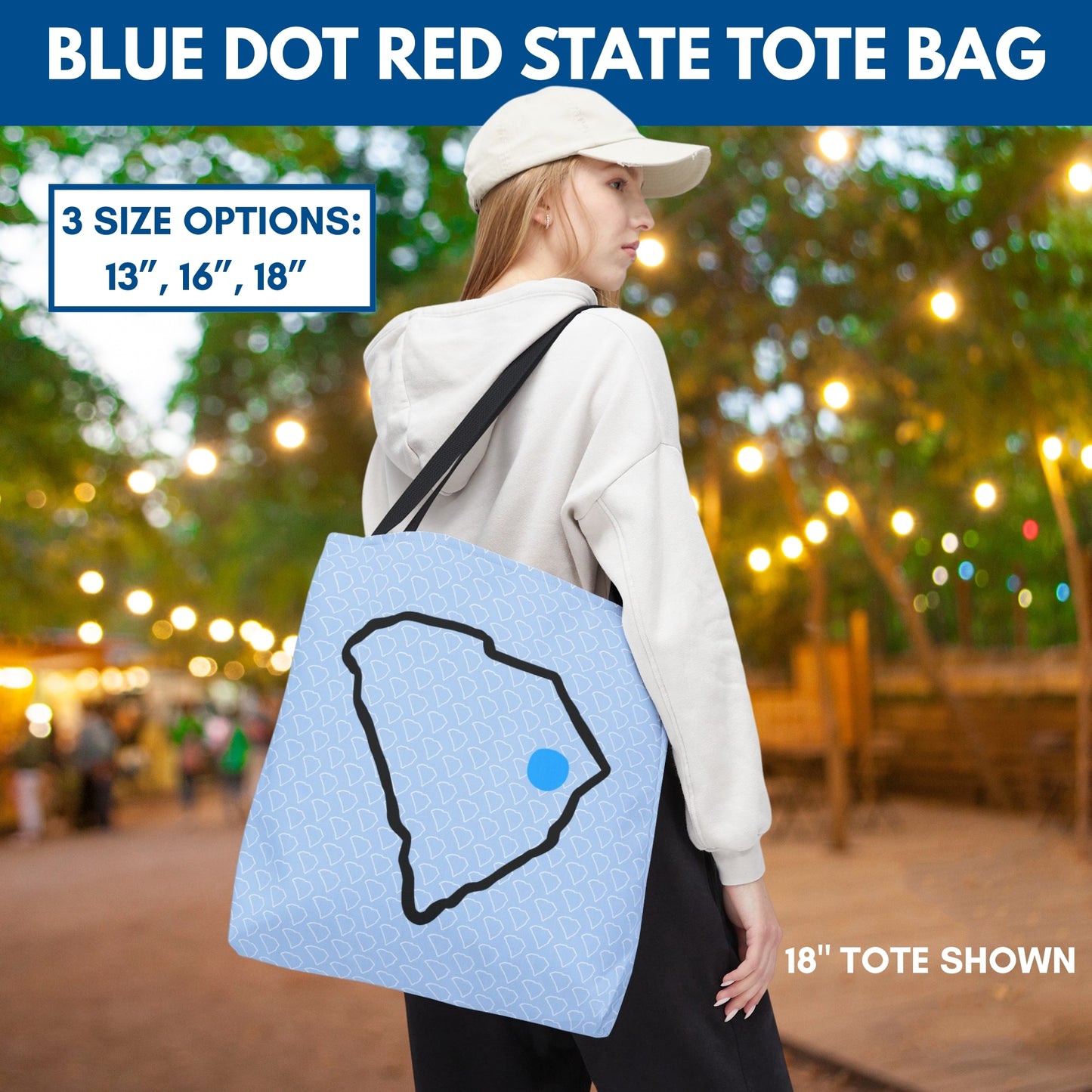 Blue Dot Red State Personalized Tote | Custom Zip Code Democratic Reusable Bag