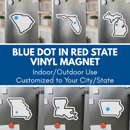 Blue Dot Red State Die-Cut Vinyl Magnet | Customized City/State Democratic Car Decor