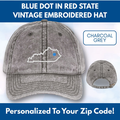 Blue Dot Red State Embroidered Vintage Dad Hat | Custom Zip Code Democratic Ball Cap