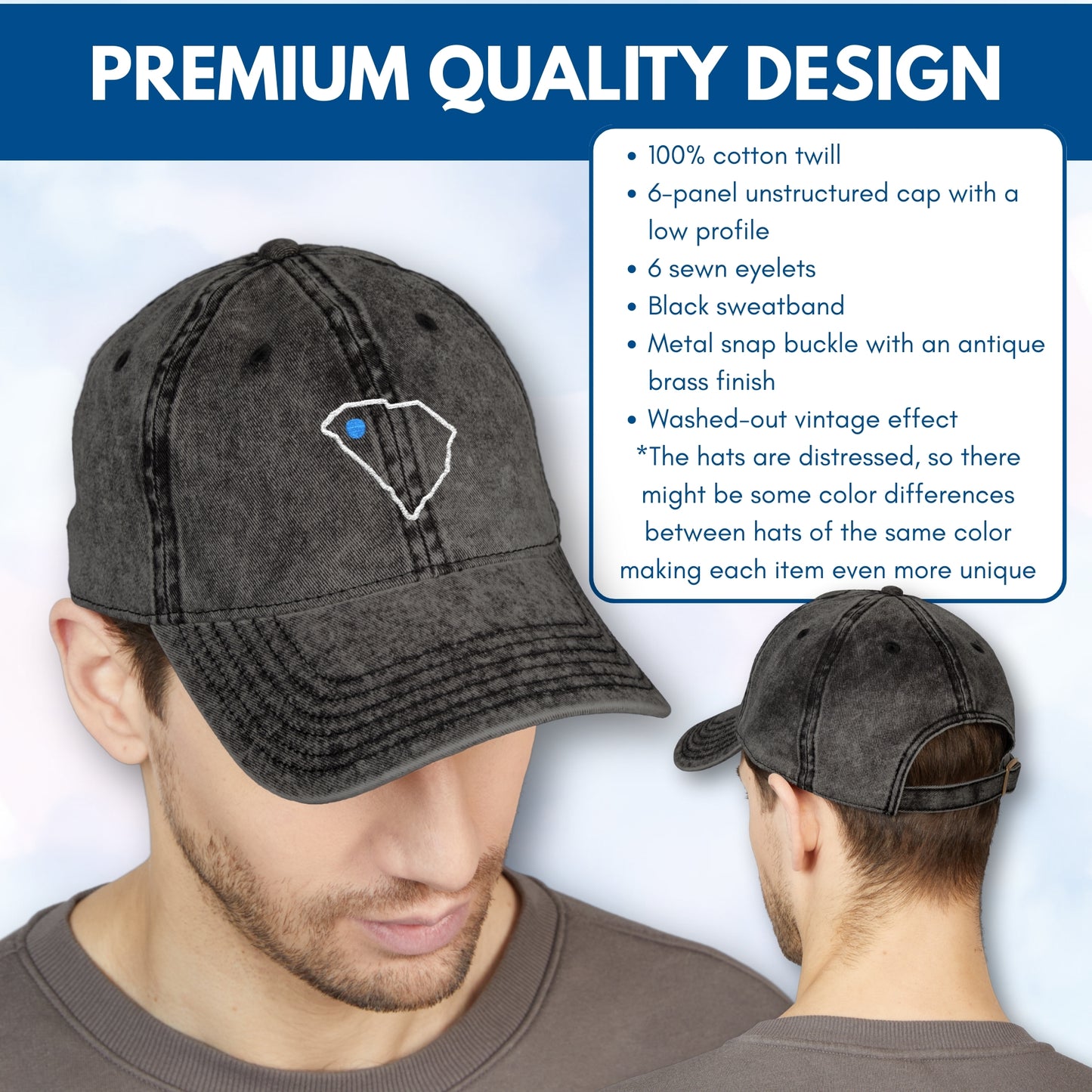 Blue Dot Red State Embroidered Vintage Dad Hat | Custom Zip Code Democratic Ball Cap