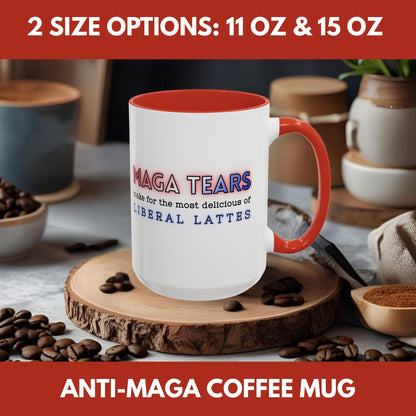 MAGA Tears Liberal Latte Coffee Mug | Color Accent Handle (11 oz or 15 oz)
