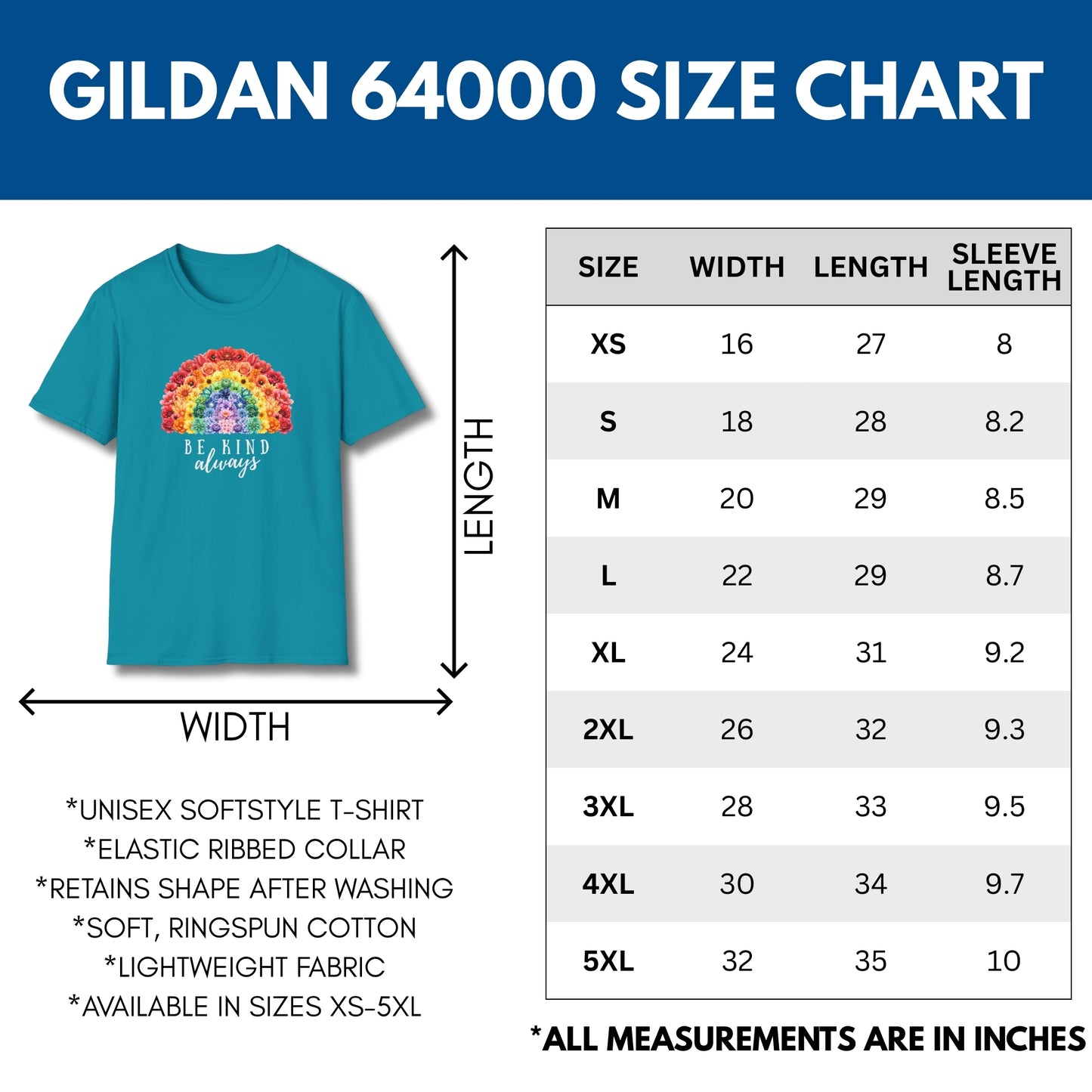 Be Kind Floral Rainbow T-Shirt | Unisex Softstyle Short Sleeve Tee