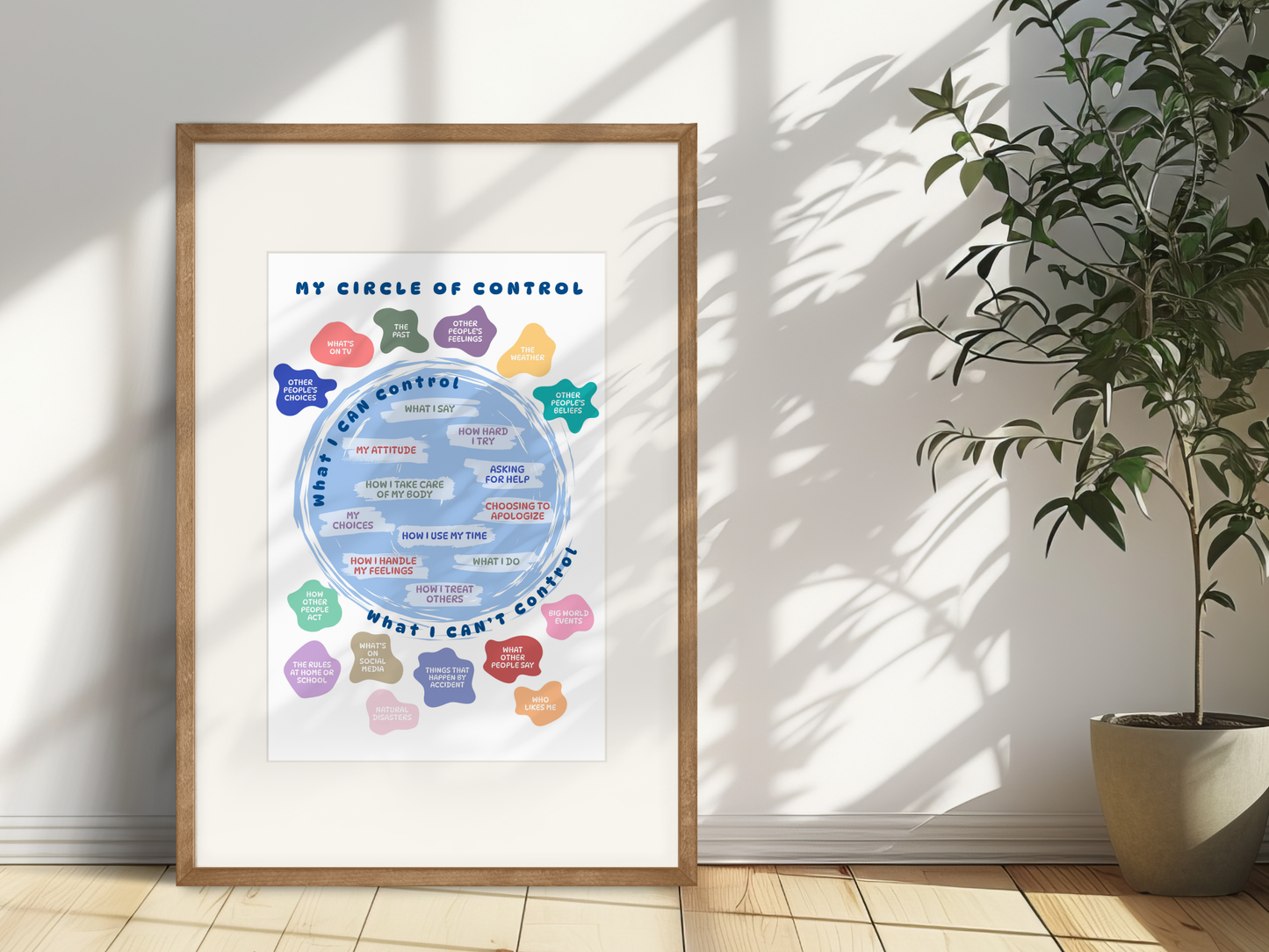 Circle of Control Poster - Positive Affirmation Wall Art, Mental Health Decor, Classroom Motivation (Physical Item)