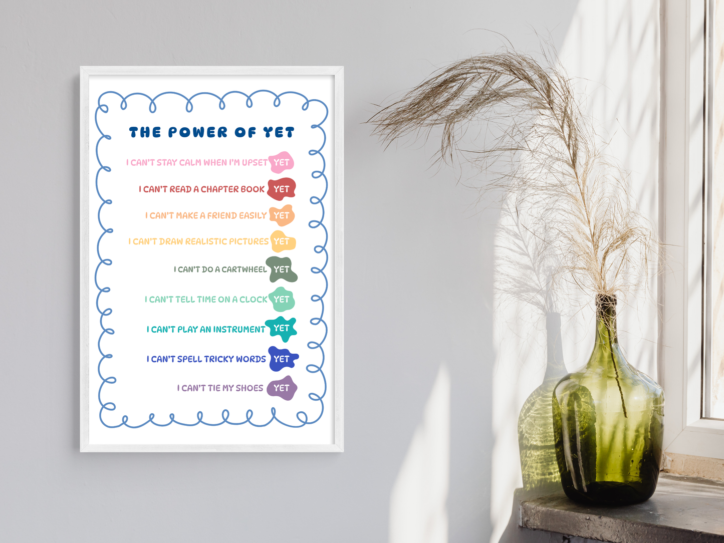 The Power of Yet Poster | Growth Mindset Therapist Classroom Decor, Positive Affirmations (Physical Item)