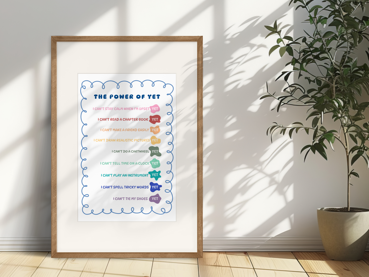 The Power of Yet Poster | Growth Mindset Therapist Classroom Decor, Positive Affirmations (Physical Item)