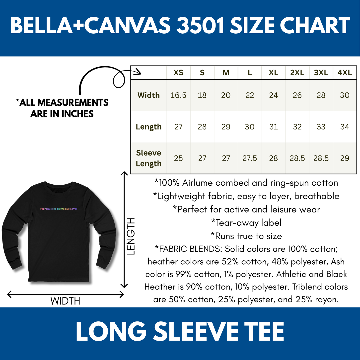 Reproductive Rights Long Sleeve Tee | Feminist Pro Choice Protest T-Shirt (Unisex Jersey)