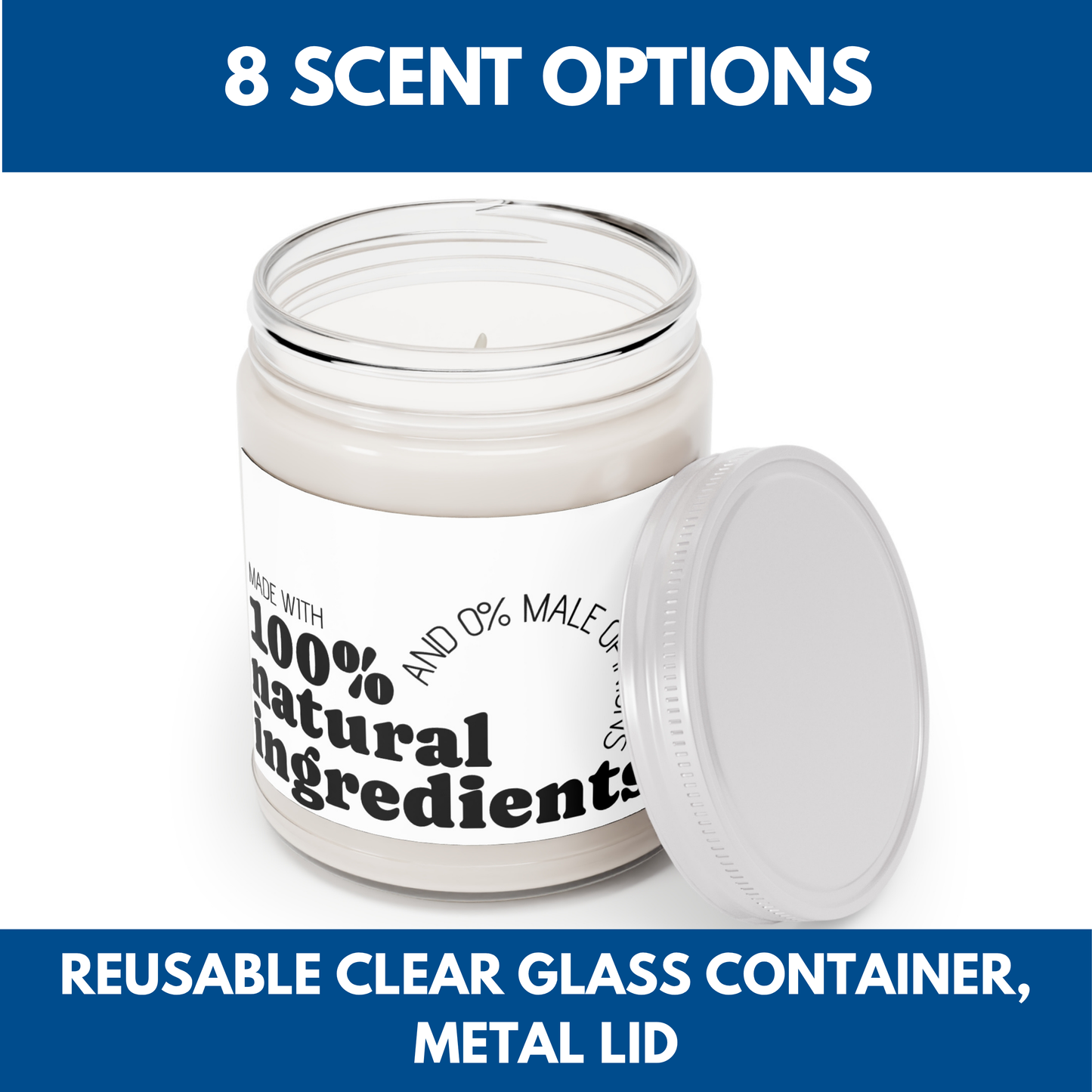 Feminist Scented Soy Candle - 100% Natural Ingredients, Zero Male Opinions, Self-Care, Home Fragrance, Empowerment Birthday Gift for Her