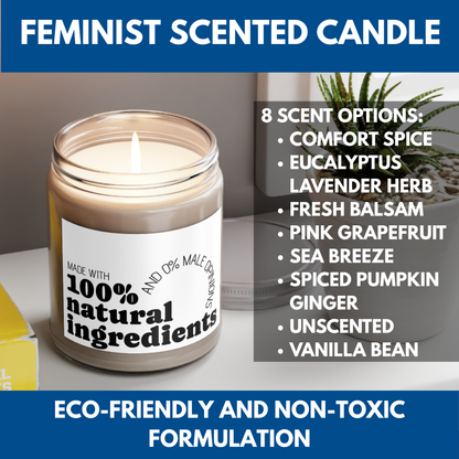 Feminist Scented Soy Candle - 100% Natural Ingredients, Zero Male Opinions, Self-Care, Home Fragrance, Empowerment Birthday Gift for Her