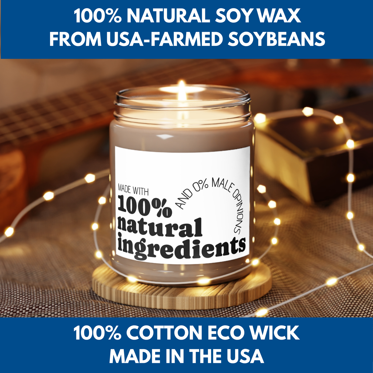 Feminist Scented Soy Candle - 100% Natural Ingredients, Zero Male Opinions, Self-Care, Home Fragrance, Empowerment Birthday Gift for Her