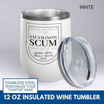 Personalized Antifa Wine Moms Social Club Tumbler | 12oz Stemless Insulated Stainless Steel, Anti Fascist Mom Gang
