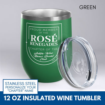 Personalized Antifa Wine Moms Social Club Tumbler | 12oz Stemless Insulated Stainless Steel, Anti Fascist Mom Gang