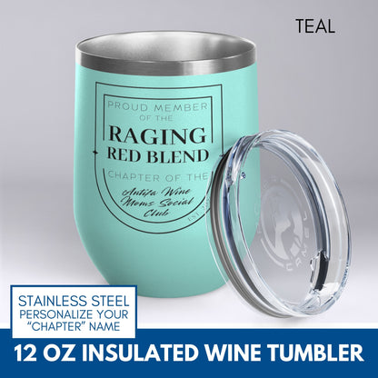 Personalized Antifa Wine Moms Social Club Tumbler | 12oz Stemless Insulated Stainless Steel, Anti Fascist Mom Gang