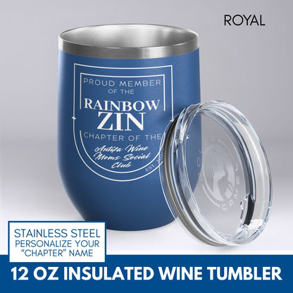 Personalized Antifa Wine Moms Social Club Tumbler | 12oz Stemless Insulated Stainless Steel, Anti Fascist Mom Gang