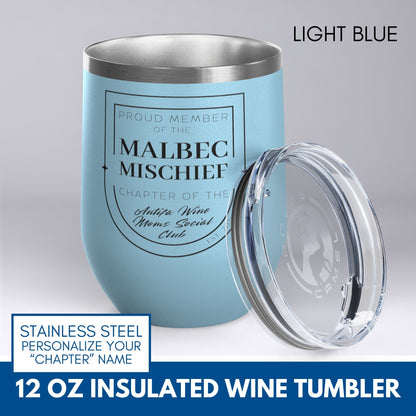 Personalized Antifa Wine Moms Social Club Tumbler | 12oz Stemless Insulated Stainless Steel, Anti Fascist Mom Gang