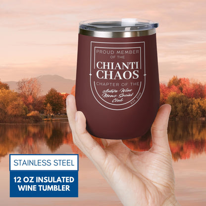 Personalized Antifa Wine Moms Social Club Tumbler | 12oz Stemless Insulated Stainless Steel, Anti Fascist Mom Gang