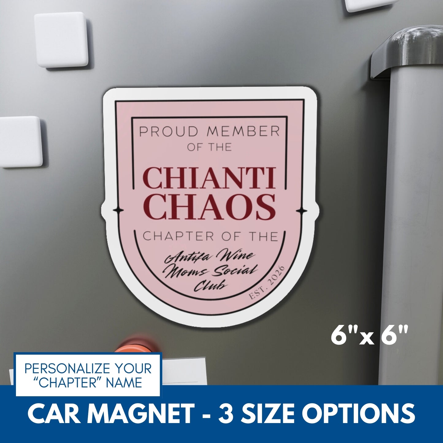 Personalized Antifa Wine Moms Social Club Car Magnet | Anti Fascism Activist Decor