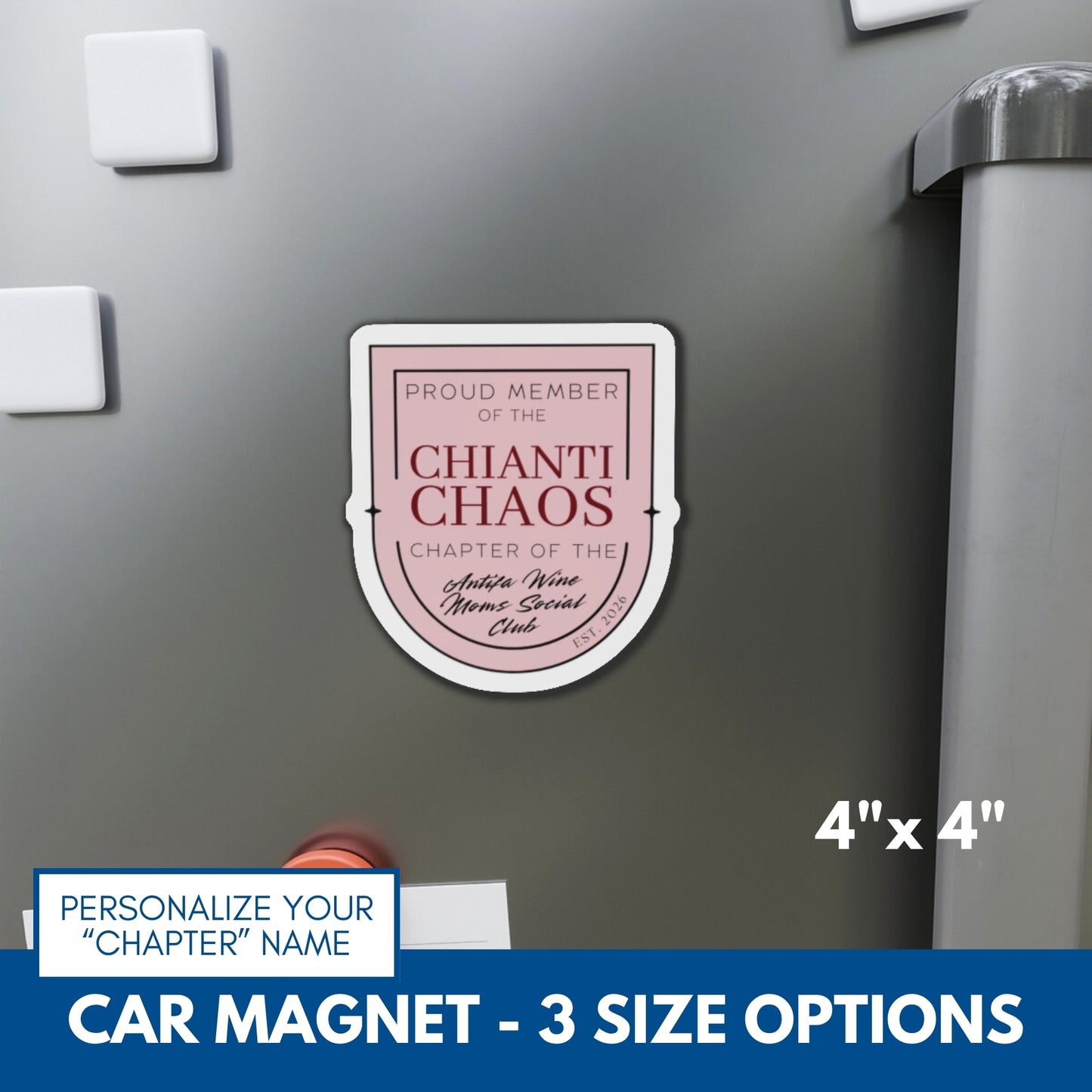 Personalized Antifa Wine Moms Social Club Car Magnet | Anti Fascism Activist Decor