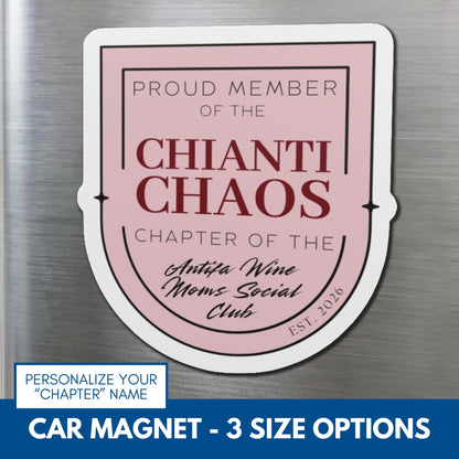 Personalized Antifa Wine Moms Social Club Car Magnet | Anti Fascism Activist Decor