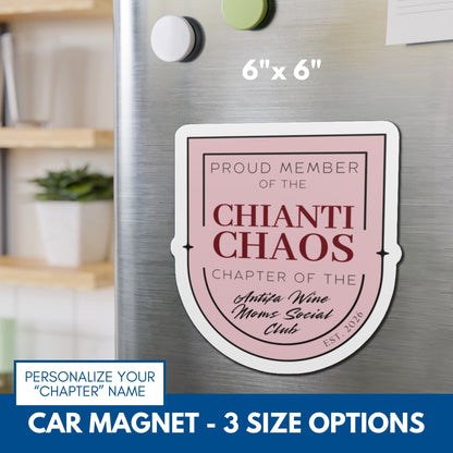 Personalized Antifa Wine Moms Social Club Car Magnet | Anti Fascism Activist Decor