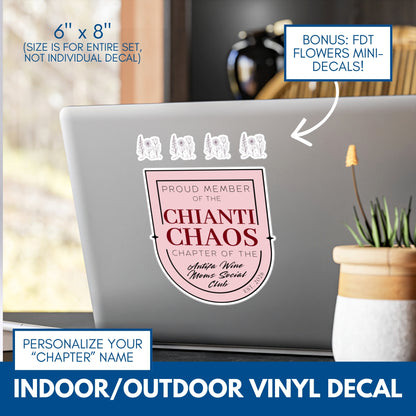 Personalizable Antifa Wine Moms Social Club Vinyl Decal | Indoor Outdoor Anti-Fascism Sticker, Democratic Activist Decor