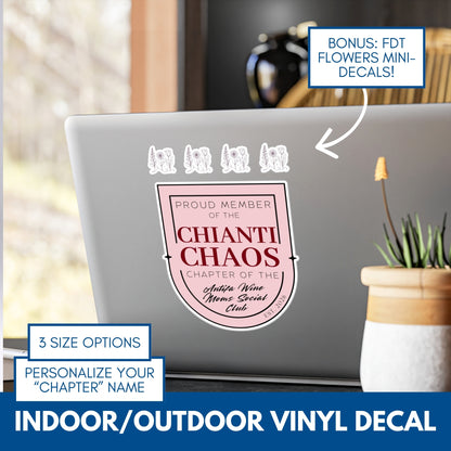 Personalizable Antifa Wine Moms Social Club Vinyl Decal | Indoor Outdoor Anti-Fascism Sticker, Democratic Activist Decor