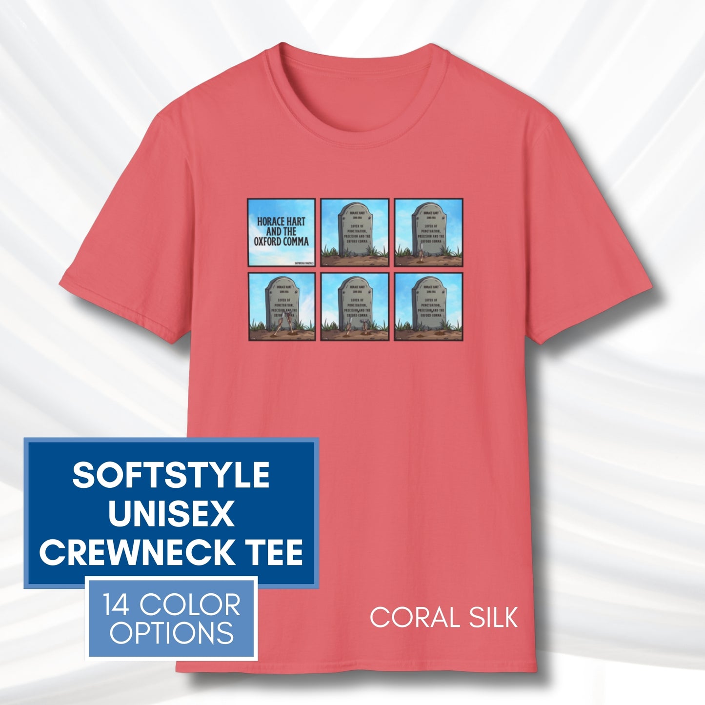 Oxford Comma Funny Grammar T-Shirt | Gildan Unisex Softstyle Short Sleeve Tee