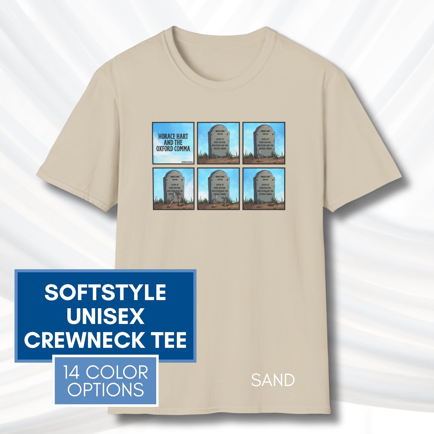 Oxford Comma Funny Grammar T-Shirt | Gildan Unisex Softstyle Short Sleeve Tee