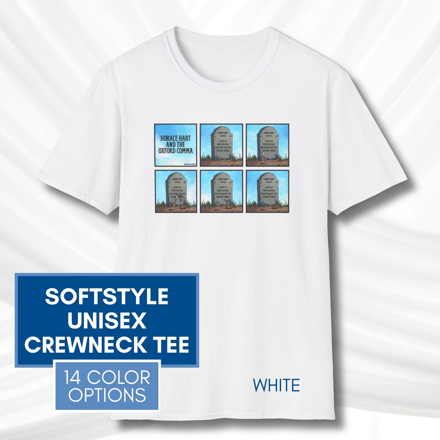 Oxford Comma Funny Grammar T-Shirt | Gildan Unisex Softstyle Short Sleeve Tee