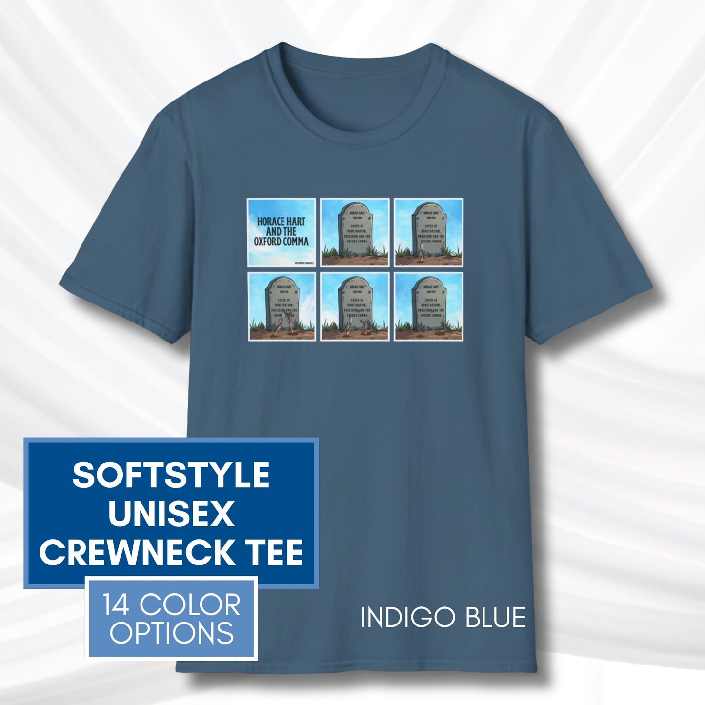 Oxford Comma Funny Grammar T-Shirt | Gildan Unisex Softstyle Short Sleeve Tee