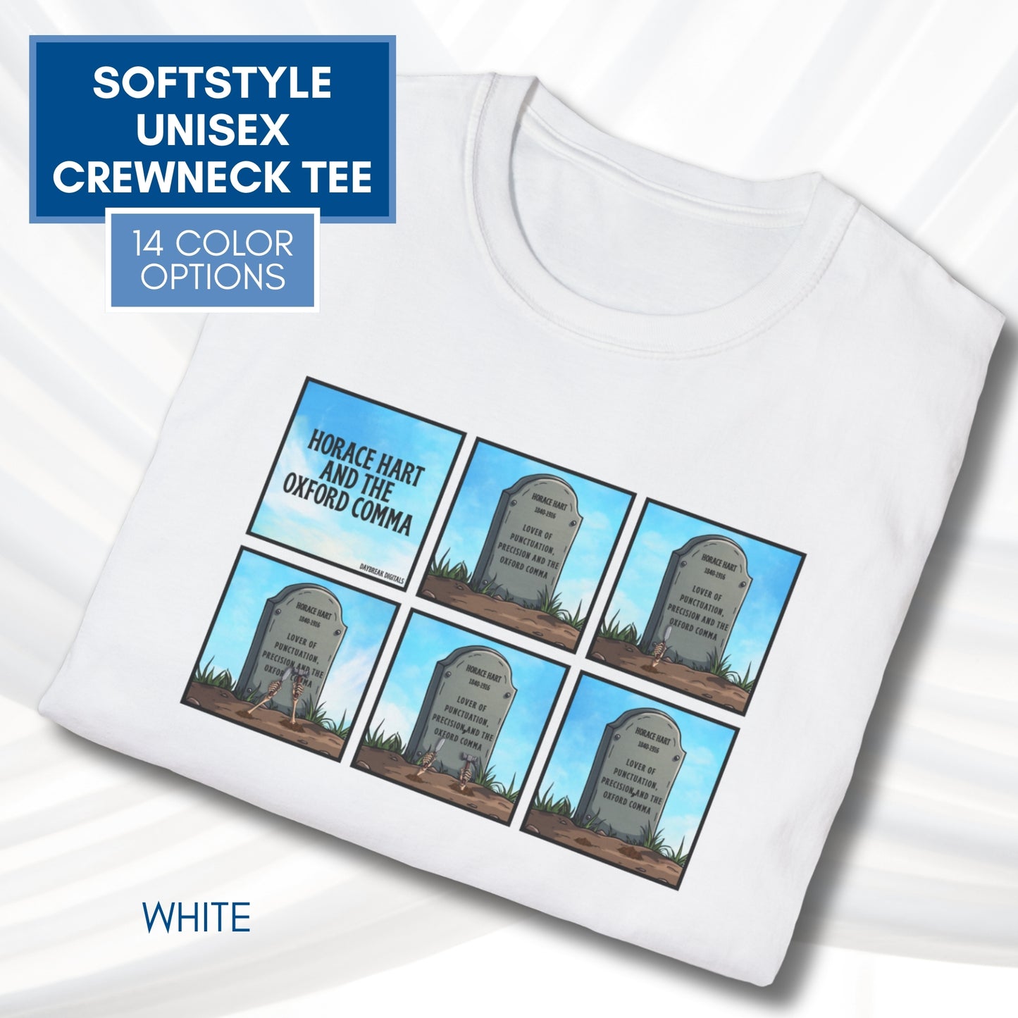 Oxford Comma Funny Grammar T-Shirt | Gildan Unisex Softstyle Short Sleeve Tee