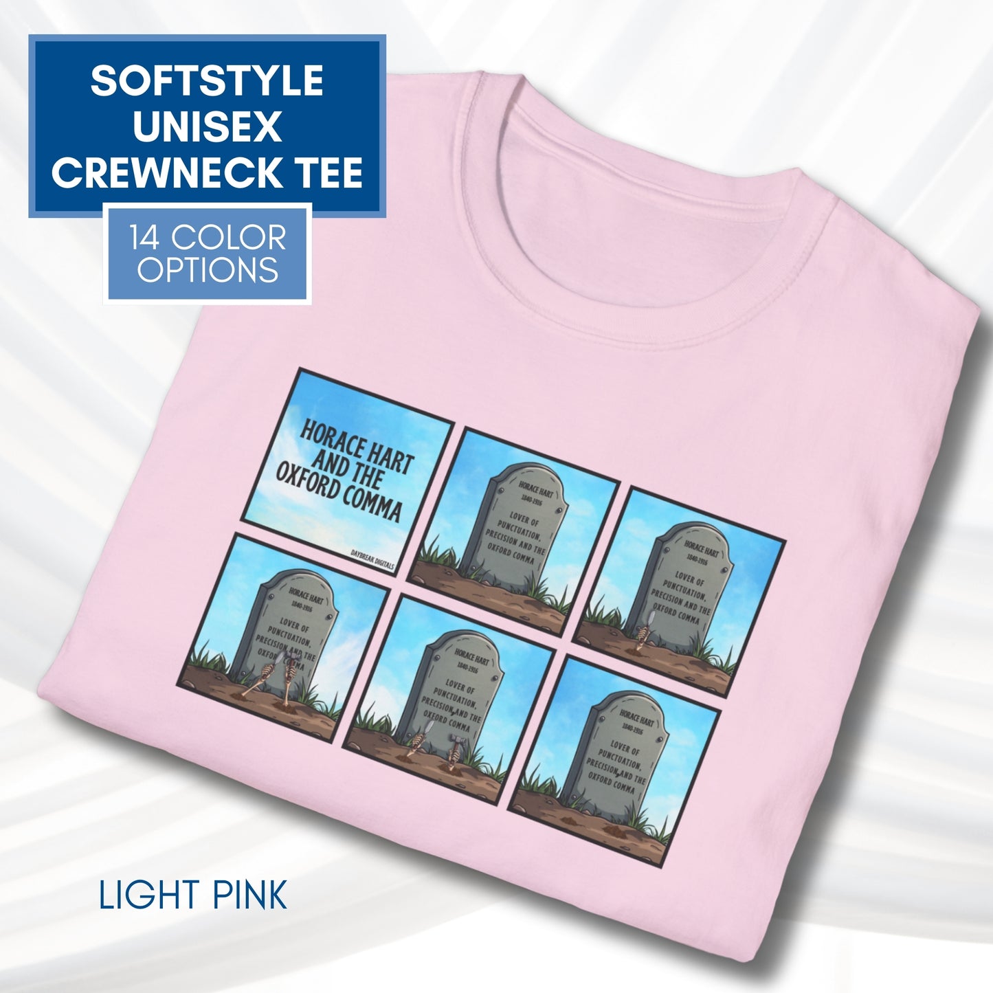 Oxford Comma Funny Grammar T-Shirt | Gildan Unisex Softstyle Short Sleeve Tee