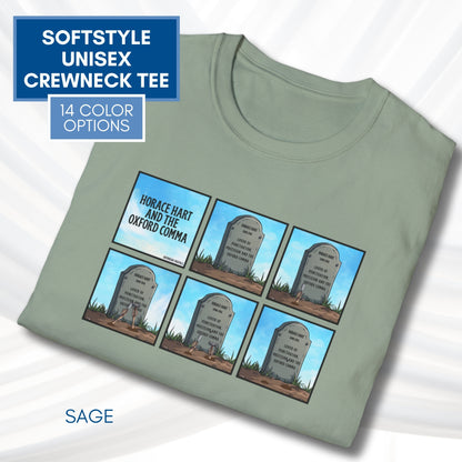 Oxford Comma Funny Grammar T-Shirt | Gildan Unisex Softstyle Short Sleeve Tee