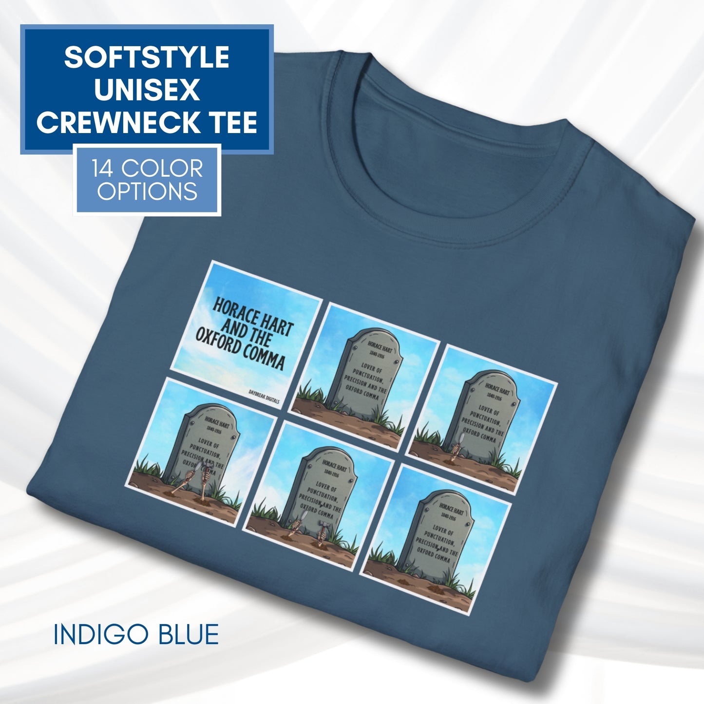 Oxford Comma Funny Grammar T-Shirt | Gildan Unisex Softstyle Short Sleeve Tee