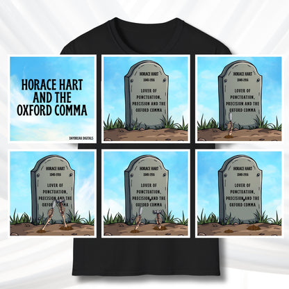 Oxford Comma Funny Grammar T-Shirt | Gildan Unisex Softstyle Short Sleeve Tee