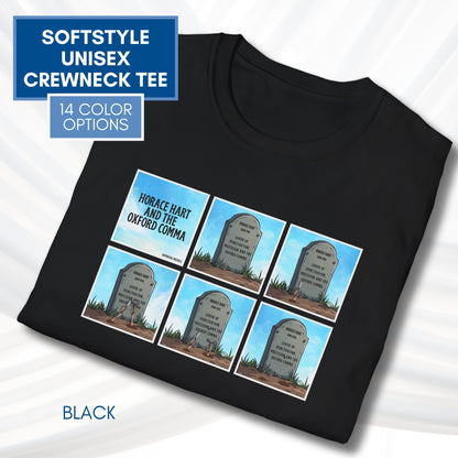 Oxford Comma Funny Grammar T-Shirt | Gildan Unisex Softstyle Short Sleeve Tee