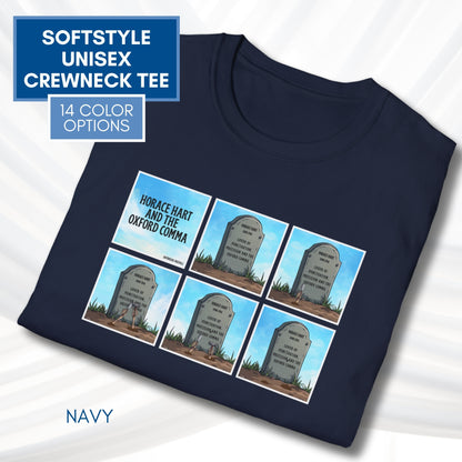 Oxford Comma Funny Grammar T-Shirt | Gildan Unisex Softstyle Short Sleeve Tee