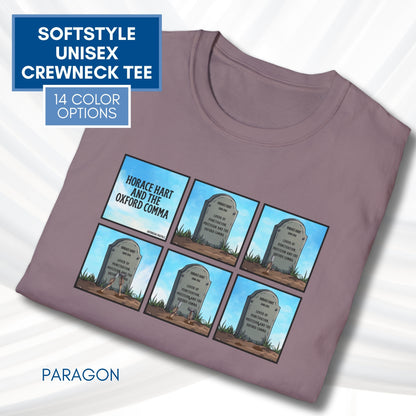 Oxford Comma Funny Grammar T-Shirt | Gildan Unisex Softstyle Short Sleeve Tee