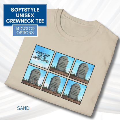 Oxford Comma Funny Grammar T-Shirt | Gildan Unisex Softstyle Short Sleeve Tee