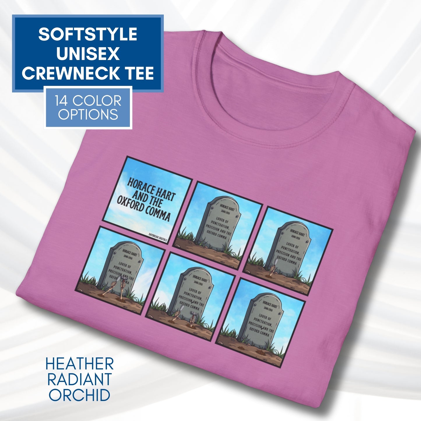 Oxford Comma Funny Grammar T-Shirt | Gildan Unisex Softstyle Short Sleeve Tee