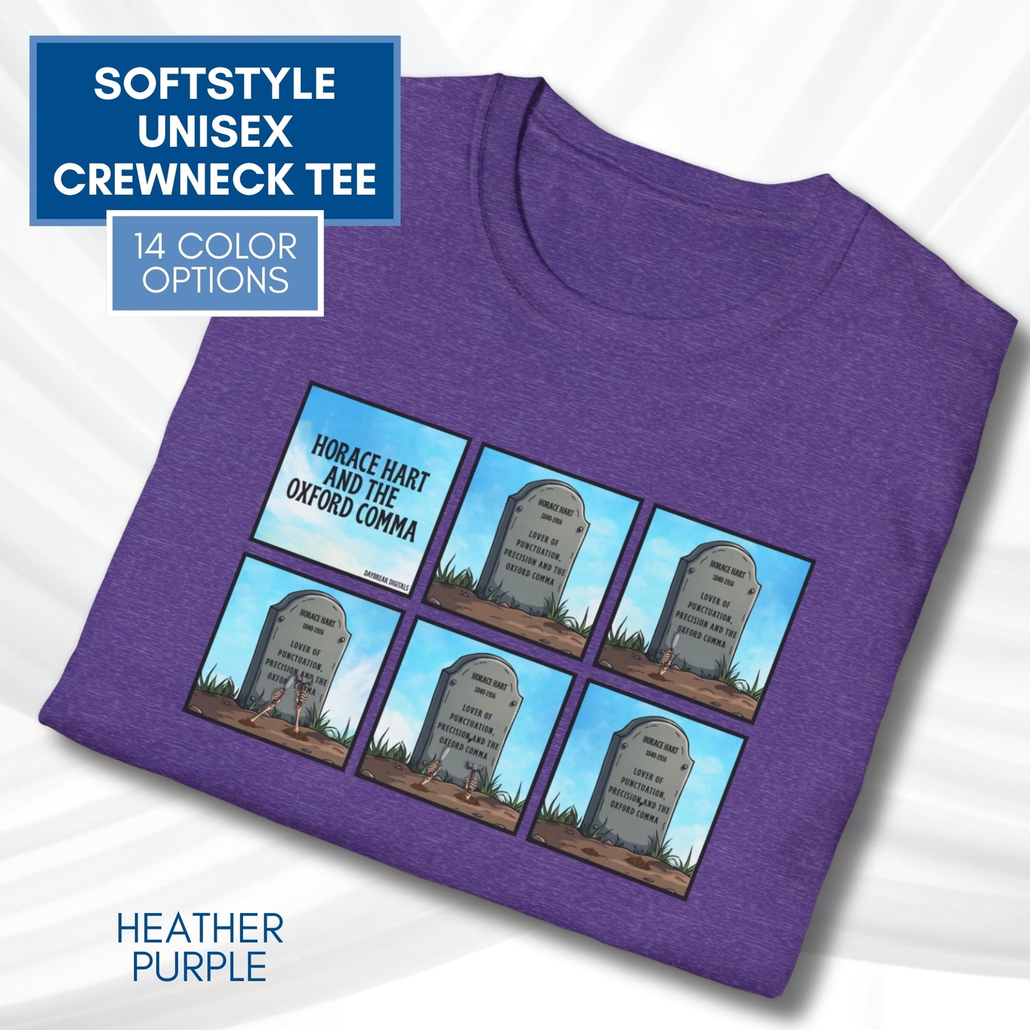 Oxford Comma Funny Grammar T-Shirt | Gildan Unisex Softstyle Short Sleeve Tee