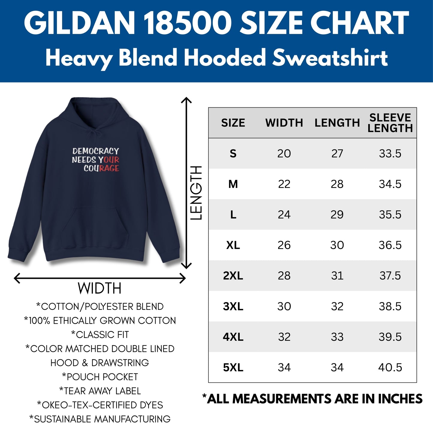 Democracy Needs Y(our) Cou(rage) Hooded Sweatshirt | Embroidered Political Activist Hoodie