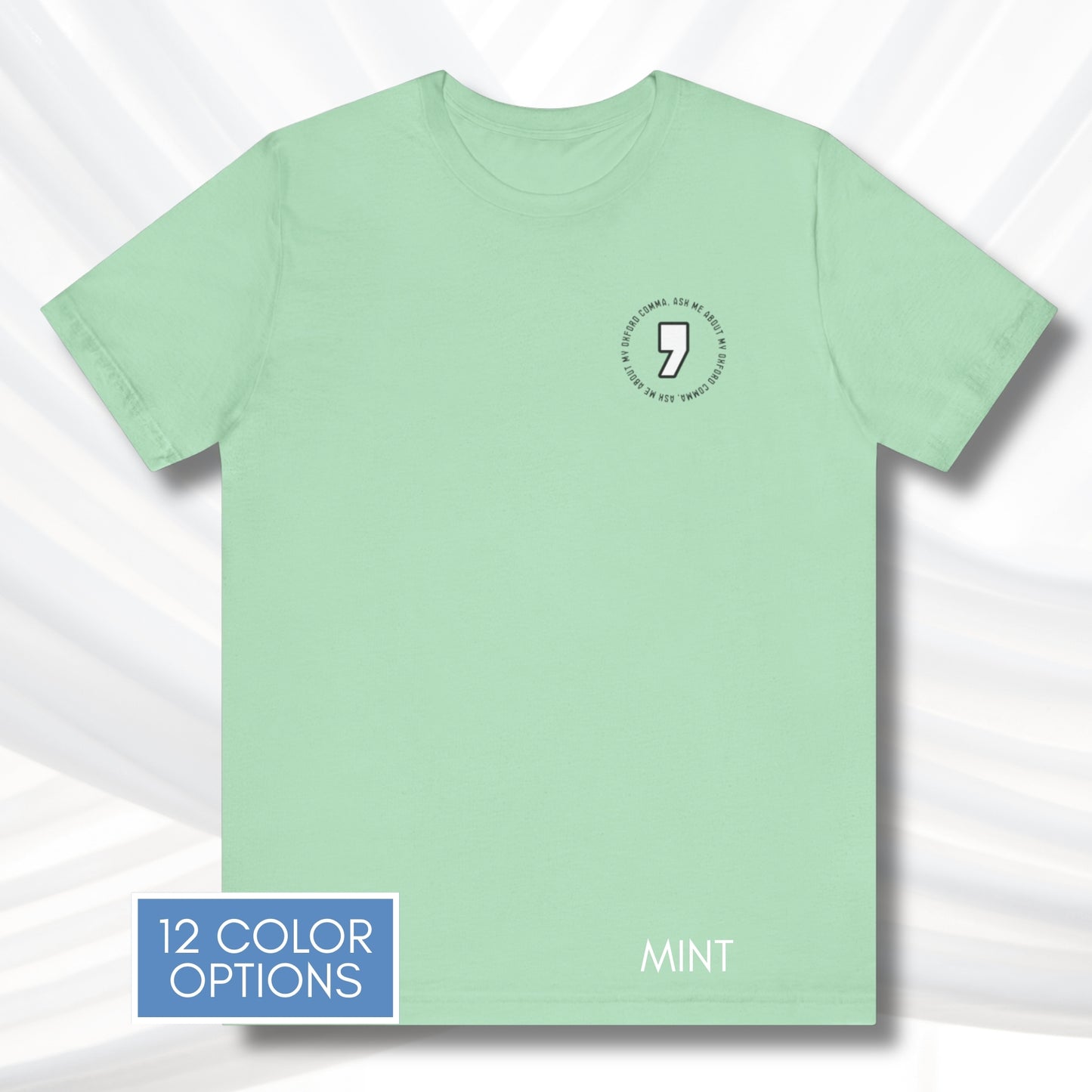Oxford Comma Unisex Crewneck T-Shirt | Literary Apparel, English Language Tee