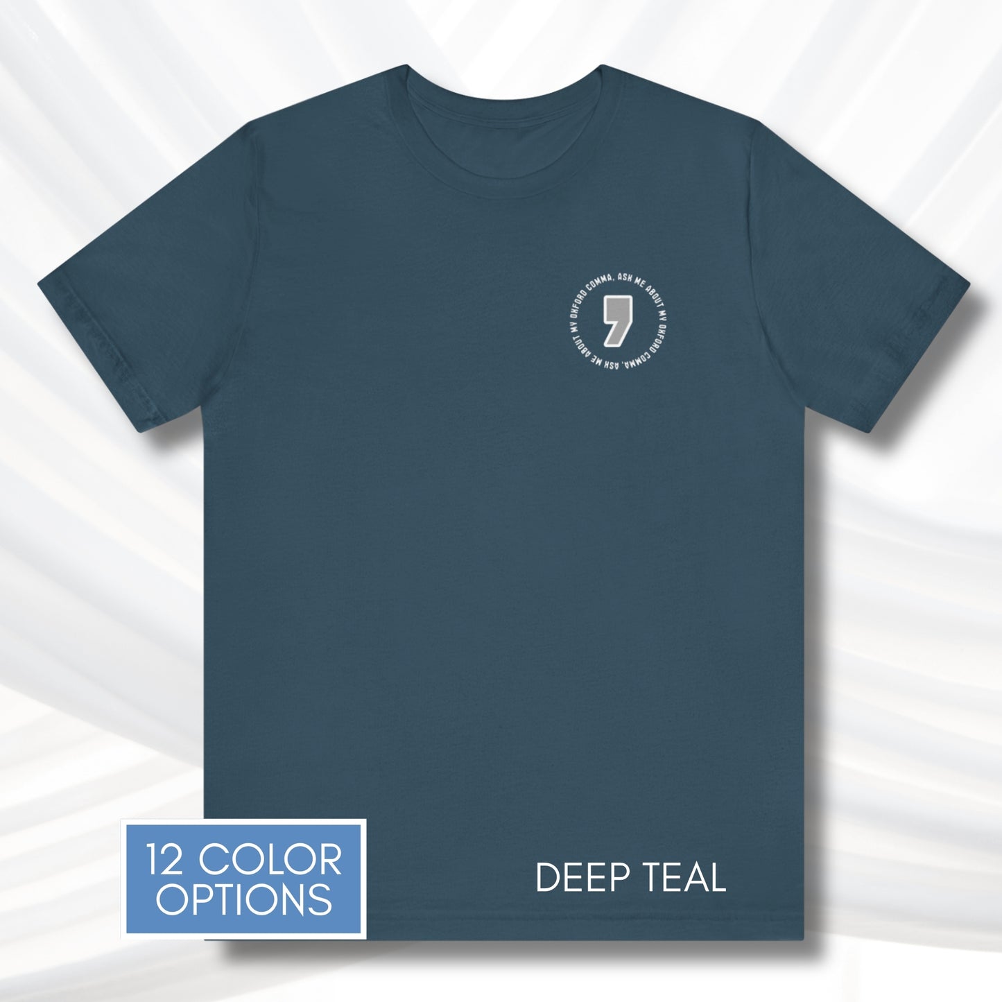 Oxford Comma Unisex Crewneck T-Shirt | Literary Apparel, English Language Tee