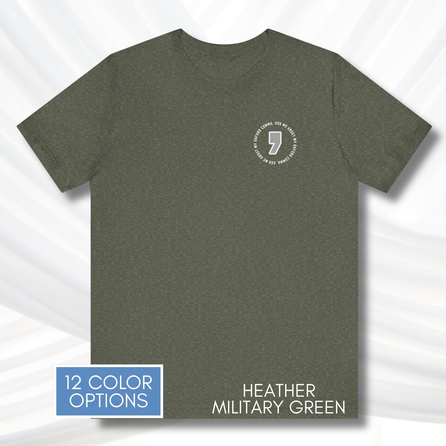 Oxford Comma Unisex Crewneck T-Shirt | Literary Apparel, English Language Tee